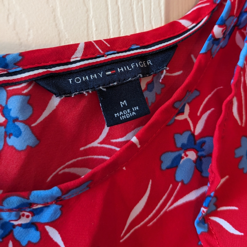 Tommy Hilfiger Floral Cold Shoulder Shirt Size M - Picture 3 of 5